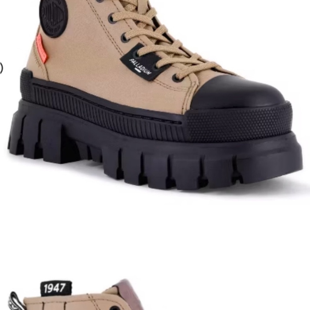 Palladium Beige and Black Platform Boots